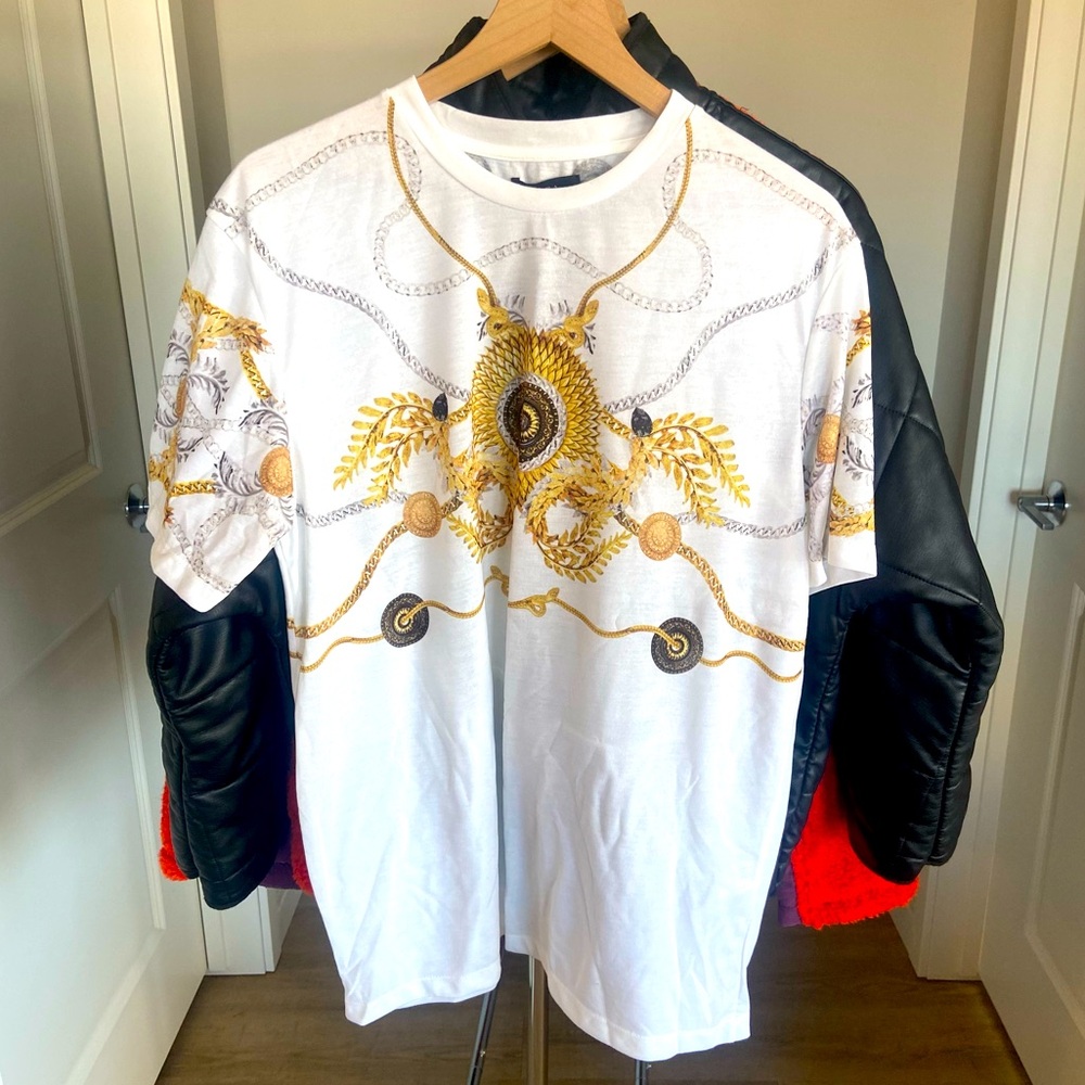 ZARA Black Gold T-shirt Snake Chain L